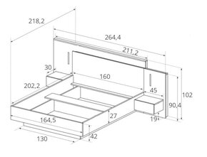 Manželská postel DANNY s nočními stolky a osvětlením - 5