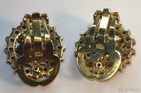 Starožitný granátový šperk - Náušnice s klipsy - 5