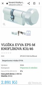 Bezpečnostní vložka zámku EVVA - 5