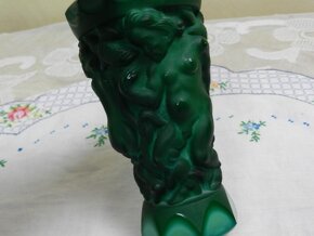 Hezká Art Deco zelená Váza Putti Malachit Jade - 6