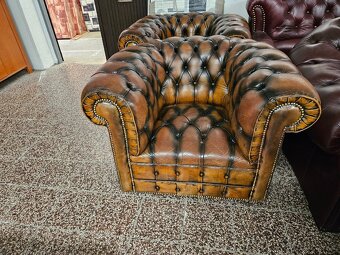 Chesterfield štýl,kožená 3+1+1 - 6