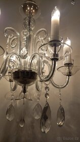 Starožitný celoskleněný lustr, lustřík, osvětlení. 1920 - 6