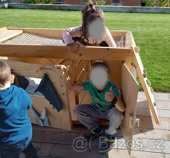 Montessori dřevěná edukační a lezecká stěna se skluzavkou - 6