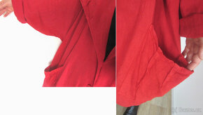Velký červený lněný dámský free size kabát - 6