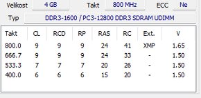 Ramky 4GB DDR3-1600 CL9 (XMP i bez XMP) - 6