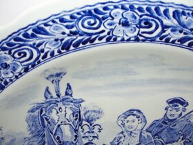 Porcelán, závěsný talíř kůň - Delfts Boch, 41cm - 6