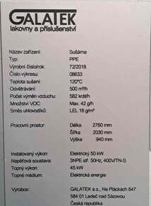 Použitá elektrická sušící pec GALATEK PPE, r. v. 2018 - 6