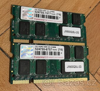 Paměti RAM 1 až 2 GB DDR2 do notebooku, cena za vše - 6