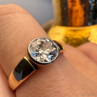 Prvorepublikový zlatý prsten s diamantem 1.43 ct - 6