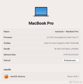 Macbook PRO 13, 2017, 16GB, 256GB - 6