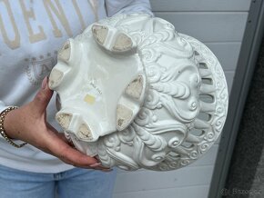Starý porcelánový květináč zdobený květy značený - 6