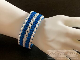 PARACORD náramek (19 cm) blue - white - 6