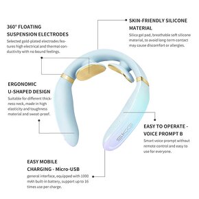 Masážní přístroj na krk  SKG  K6E modrý nový , nepoužitý - 6