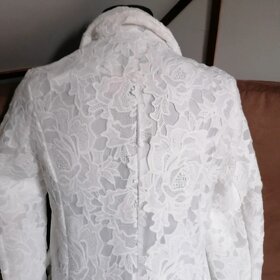 Krásné-luxusní bílé dlouhé krajkové sako vel.40-44 - 6