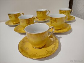 Retro hrníčky s podšálky porcelánová sada značeno - 6