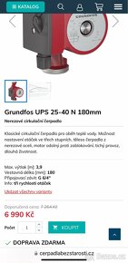 Grundfos UPS 25-40 N 180mm cirkulační čerpadlo - 6