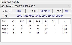 4x4GB DDR3 1333 + 2x4GB DDR 1333 CL9 bez XMP - 6