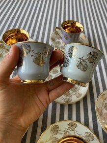 Starožitná porcelánová čajová sada 6 šálků a podšálků - 6