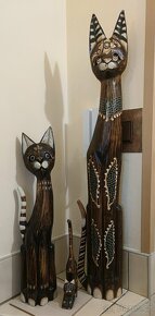 Dřevěné kočky, dekorace, sběratelství, 3 velikosti - 6