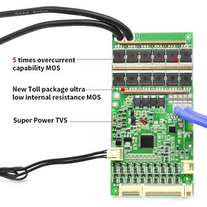 BMS JBD Smart LiFePO4 20-72V 50A /6 - 22S balancér, BT - 6