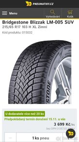 Zánovní zimní pneu 215/65/17 Bridgestone - 6