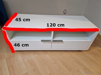 Televizní stolek 120 cm s kolečky, XXXLutz, bílý lesklý - 6