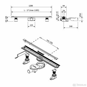 Polysan SLIM SPRING nerezový podlahový žlab ZKRATITELNÝ s ro - 6