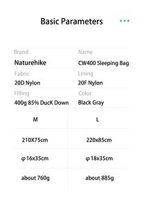 péřový spacák Naturehike CW400 vel.L 220cm - 6