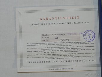 Etue na hodinky Gub Glashütter 1962 záruční list - 6