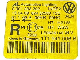 Pravý přední halogen světlo 1T1941006B VW Touran 1T2 FL 2009 - 6