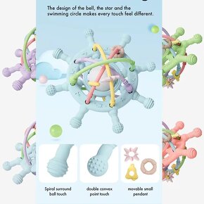 Dětské senzorické kousátko/chrastítko -BPA free silicone - 6