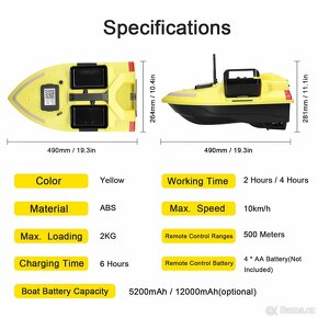 Tříkomorová loďka s GPS s baterií 12000mAh včetně obalu - 6