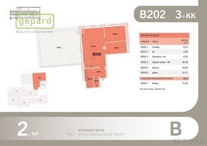 Prodej bytu 3+kk, 89,6m2 s terasou 71,3m2, parkovací stání v - 6