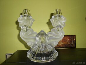 Dvouramenný skleněný svícen 20cmx20cm ART DECO 40-50léta - 6