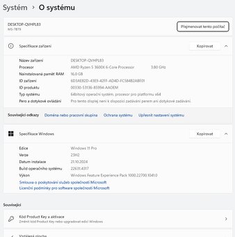 Herní PC - Ryzen 5 3600X, GTX 1080, 16 GB RAM - 6