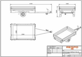 přívěsný vozík RESPO T150 FLAT BAD (240x150 cm), 750 kg - 6