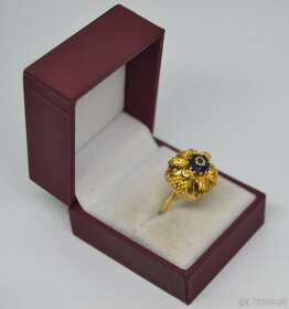 Zlatý prsten s modrými safíry 18ti karátové zlato - 6