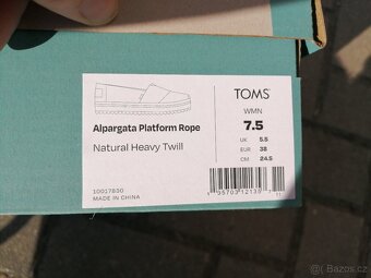 nové TOMS, vel. 7,5, číslo 38 originál krabice, espadrilky - 6