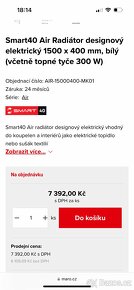 Smart40 Air Radiátor designový elektrický 1500 x 400 mm, bíl - 6