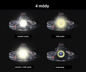 výkonná led čelovka, cob čip - 7