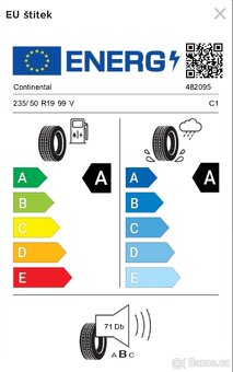 Prodám letní pneu Continental EcoContact 6 235/50/19 - 7