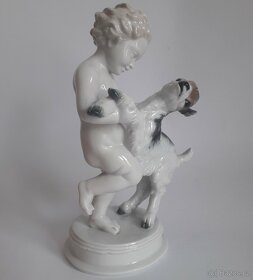 Starožitná porcelánová figura - putto a kůzle - Rosenthal - 7