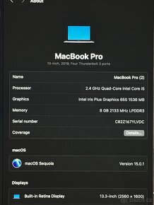 MacBook Pro 13 Touch Bar, i5, 2019, 8GB RAM,256GB, ZÁRUKA - 7