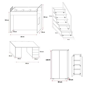 Patrové postele se stolem, skříní–Dětský nábytek SPĚCHÁ - 7