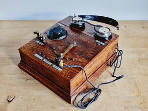 Velká starožitná rádio krystalka, 1927, včetně sluchátek - 7