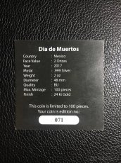 Stříbrná mince 2 oz "Dia de Muertos" 2017 rarita RRR - 7