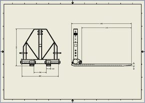 Paletizační vidle za traktor 1500 kg, kat. 1+2 - 7