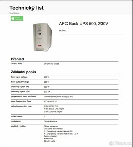 Záložní zdroj APC Back-UPS 350 / 500 -Nová baterie- - 7