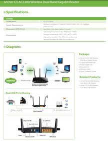 Archer C5 AC1200 v1.2 Wireless Dual Band Gigabit Router - 7