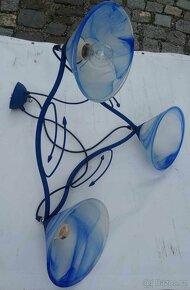 Lustr a nástěnná lampa z modrého design skla - 7